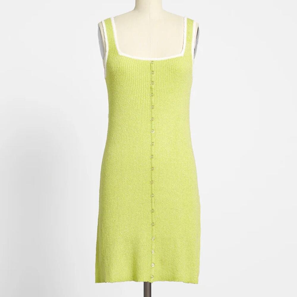 Mod Cloth Women's Matcha do About Nothing Sweater Dress Large Lime Green